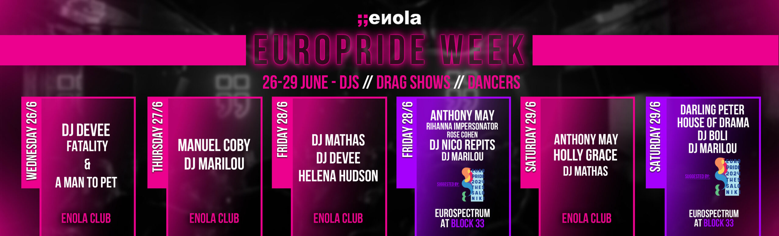 Featured image for “Enola events for EuroPride 2024”